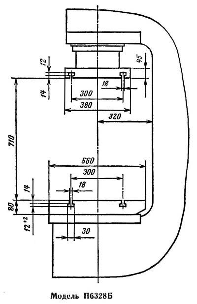 П6328 Габаритные розміри робочого простору гідропресса